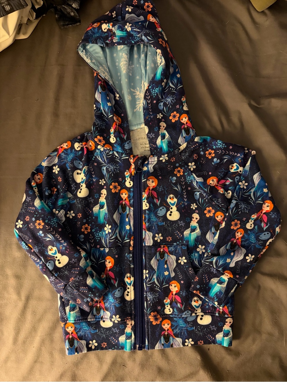 Little Snuggles Frozen Elsa & Anna Hooded Long Sleeve Zip Up Jacket 2Y VGUC